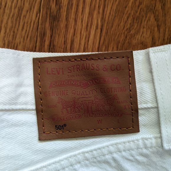 Levi's 501 White Straight Leg Jeans, Big E, W26 L26 - Picture 3 of 14